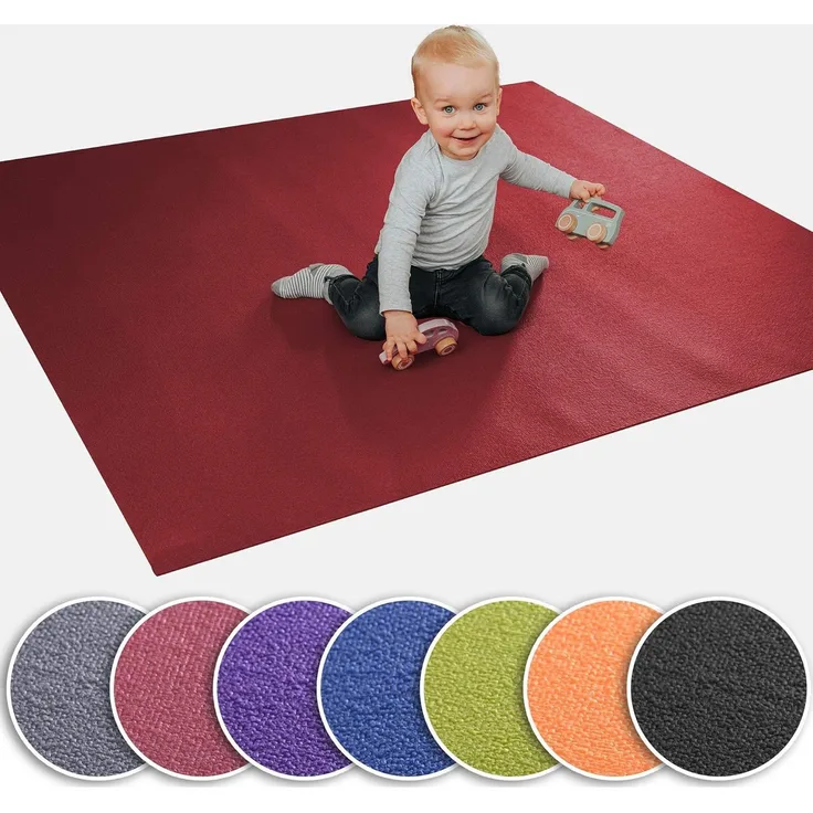 Wunschkind® Krabbelmatte | Krabbelunterlage | Made in Germany | Anti-Rutsch | Öko-Tex 100 | 160x220 cm Rot