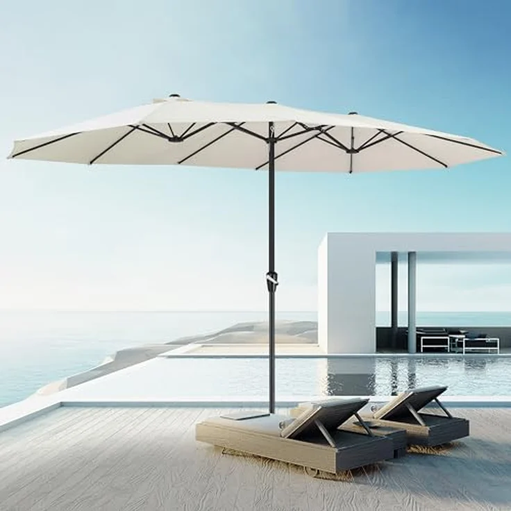 Kingsleeve Sonnenschirm, UV Schutz 80+ Schutzhülle XXL Aluminium Kurbel Wasserabweisend, beige, 460 x 270 x 240 cm – Bild 3
