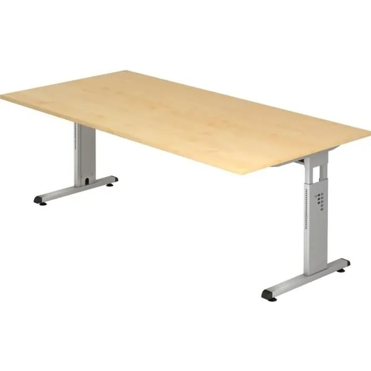 Schreibtisch OS2E C-Fuß 200x100cm Ahorn Gestellfarbe: Silber