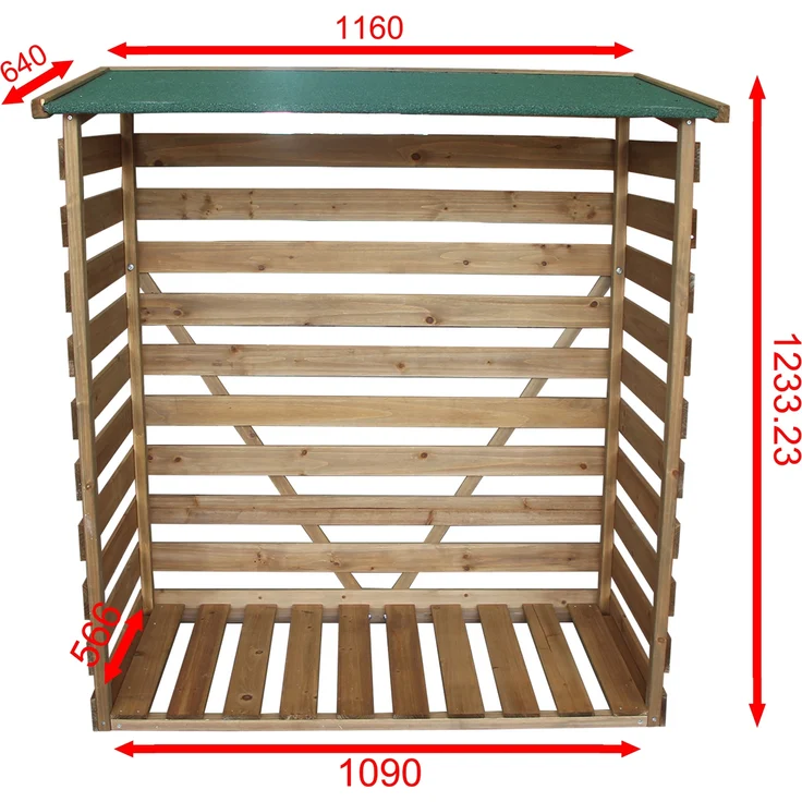 MCombo Kaminholzregal Brennholzregal Kaminholzunterstand 1200, mit Rückwand, aus Holz, Braun, 64 x 116 x 123 cm – Bild 5