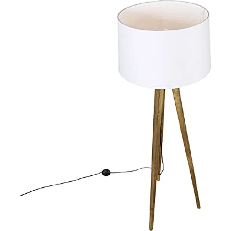 Qazqa Stehlampe Tripod_classic, ohne Leuchtmittel, E27, Weiß, Landhaus, Holz, 1-flammig – Bild 6