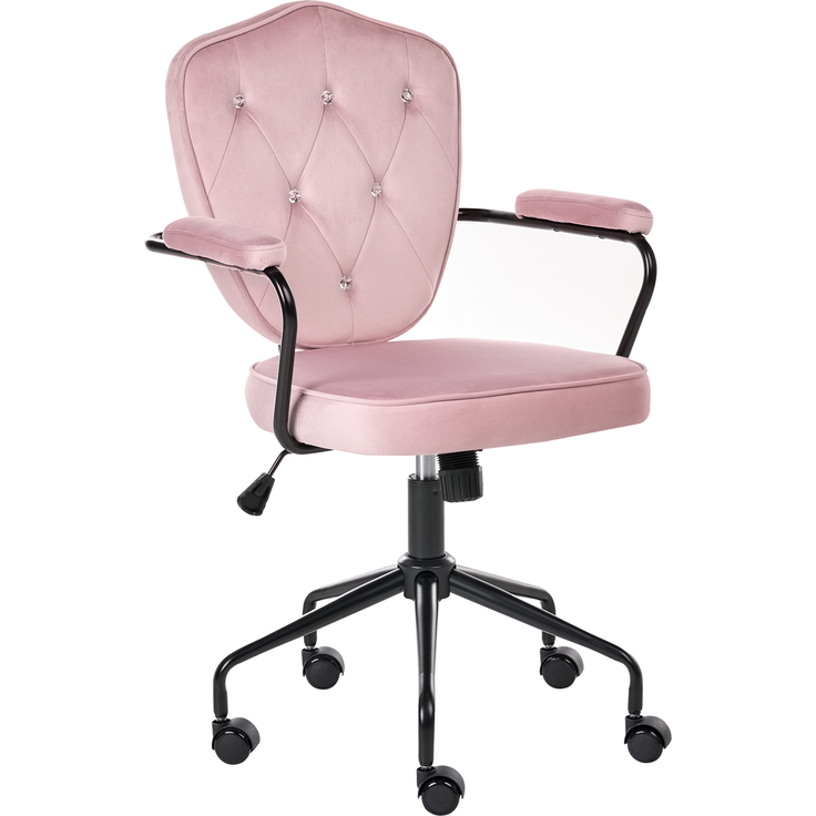 Schreibtischstuhl VELISSE Samtstoff Pastellrosa – Bild 4