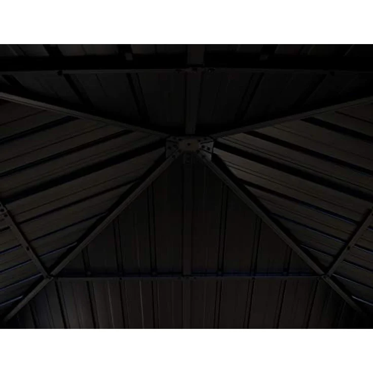 DEGAMO Garten Pavillon Novara, 3x3 Meter, schwarzes Alugestell, Dach aus verzinktem Trapezblech, mit dunkelgrauen Seitenteilen – Bild 3