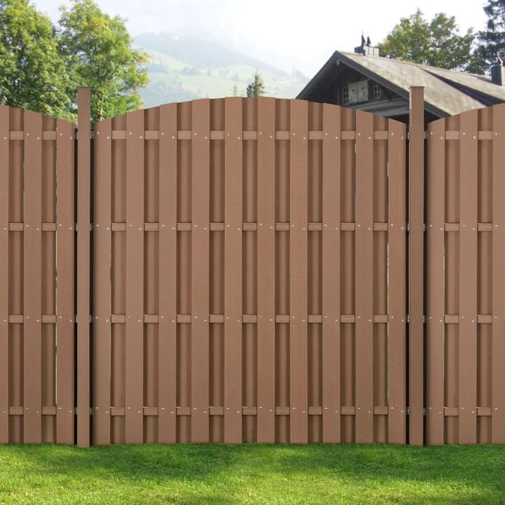 WPC Gartenzaun mit Rundbogen (165-185)x747 cm Braun [neu. holz] – Bild 1