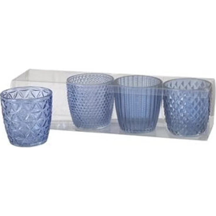 Boltze | Windlicht Glas lackiert blau H 8 cm 4er Set – Bild 4