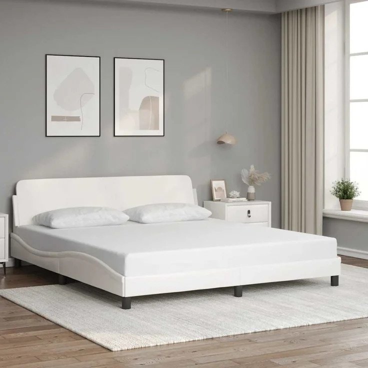 vidaXL Bettgestell "Dover" Weiß 183x213 cm Kunstleder 373309 – Bild 1