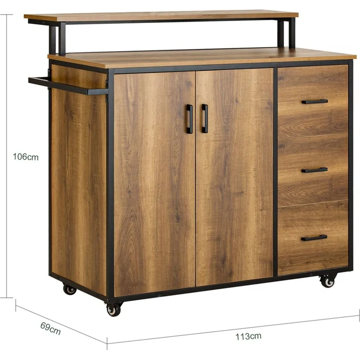 SoBuy KNL02-PF Kücheninsel, Spanplatte, Melamin, Braun, 113 x 106 x 69 cm – Bild 3