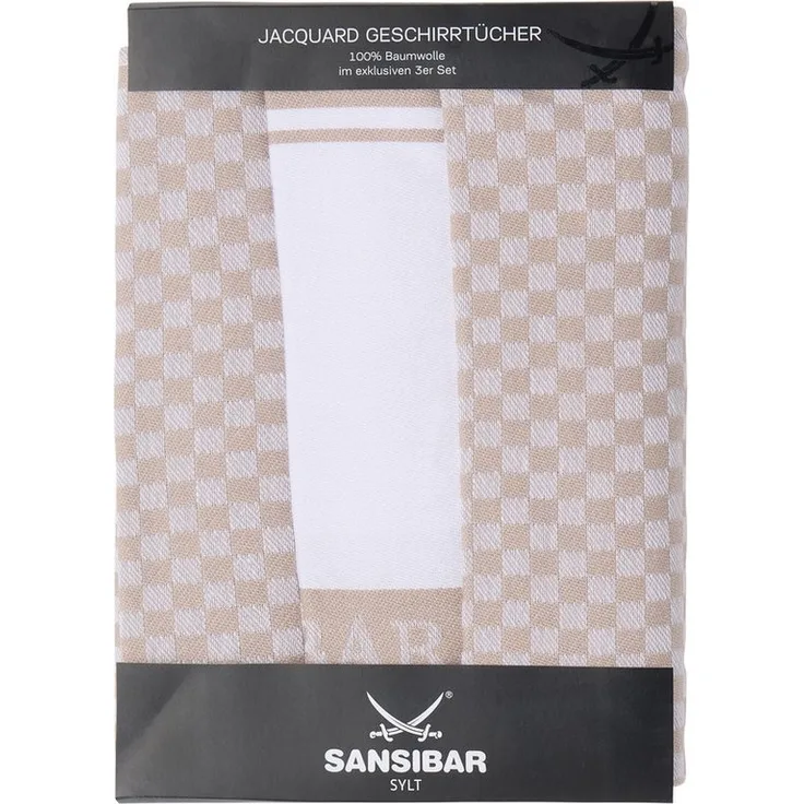 Sansibar Sylt Geschirrtuch Geschirrtücher-Set, 3-tlg, 50x70 cm, 100% Baumwolle, Premium Qualität, (Set, 3x Geschirrtuch, 50x70 cm, zwei verschiedene Designs), Jacquardgewebe, zwei verschiedene Motive
