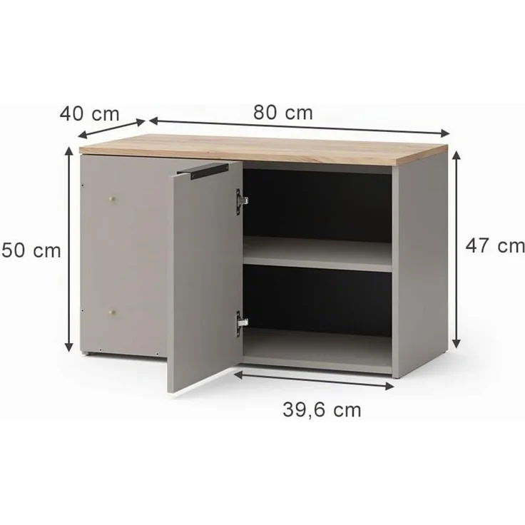 Eckkommode Wido Greige 80 x 50 cm mit Tür Vicco – Bild 3