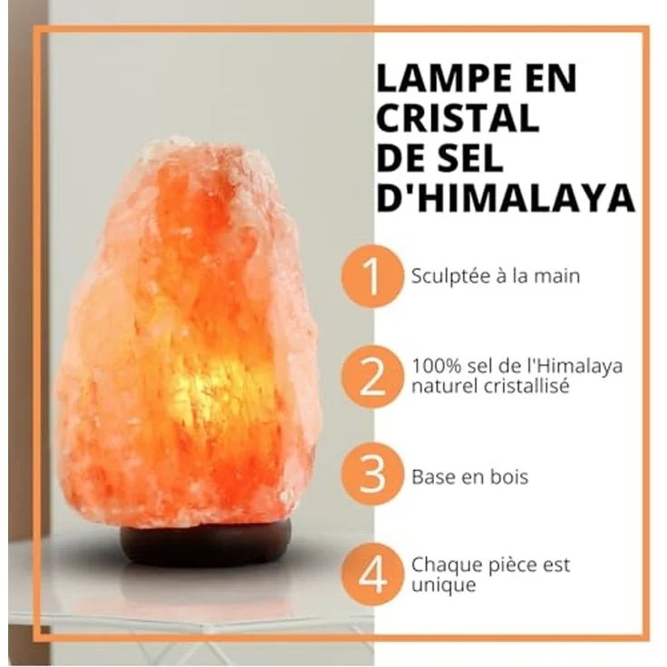 Salzlampe aus natürlichem Kristallsalz aus dem Salt Range, Pakistan, 2-3 kg – 100% reines Kristallsalz – handgeschnitzt – inklusive Kabel und Glühbirne – Holzsockel – hochwertige Qualität – Zen’Light – Bild 2