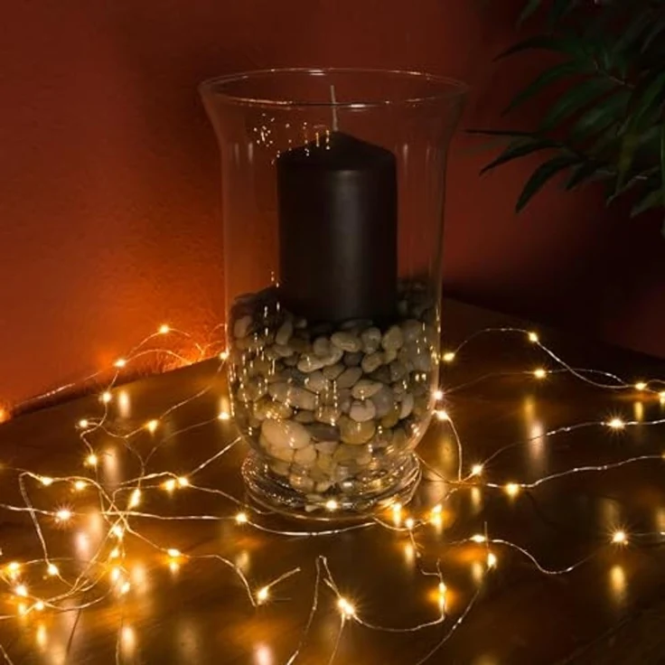 Nipach LED-Lichterkette LED Lichterbündel Silberdraht 200er warmweiß – Bild 4