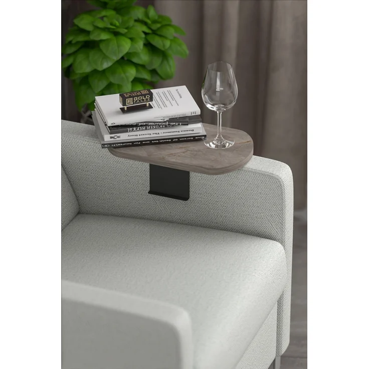 Verstellbarer Sofa-Arm Beistelltisch 70 x 60 cm Spanplatte Grau 89321759 [en. casa] – Bild 3