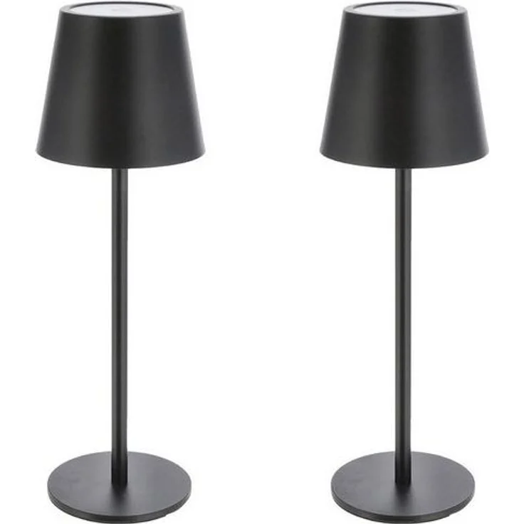 HAC24 LED Nachttischlampe 2x LED Metall Akku Tischleuchte Schwarz Schreibtischlampe Tischlampe, LED fest integriert, Warmweiß, Kaltweiß, Neutralweiß, Höhe 26 cm mit Touchfunktion 3 Weisstöne Aufladbar Dimmbar – Bild 2