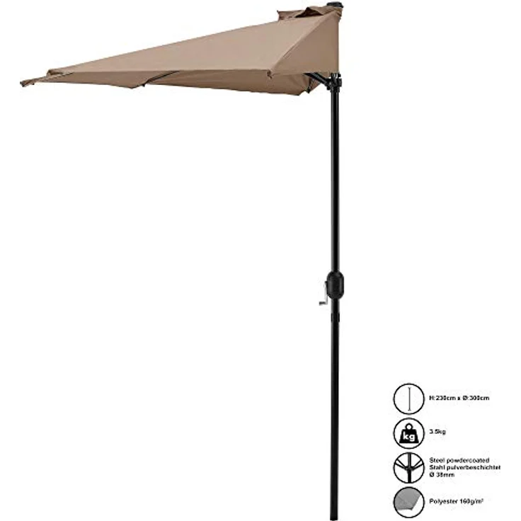 Halb-Sonnenschirm Eger Ø300 Halbrund Beige [casa. pro] – Bild 9