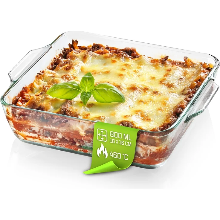 GOURMETmaxx Glas-Auflaufform 800ml transparent für Heißluft-Fritteusen quadratisch – Bild 1