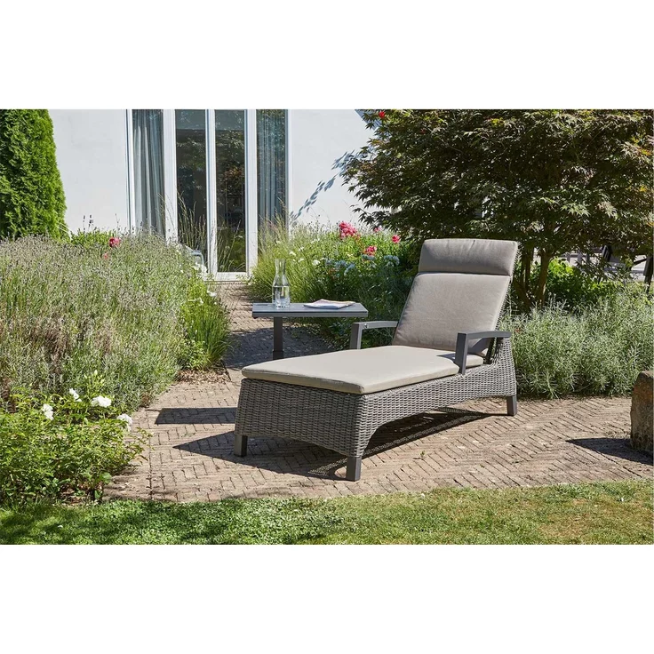 Gartenliege Corido, Rattan, Grau, Schwarz, 70 x 101 x 162 cm – Bild 2