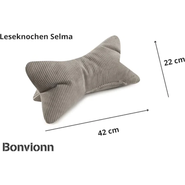 BONVIONN Leseknochen SELMA - ca. 42 x 22 cm Cord Look grau – Bild 3