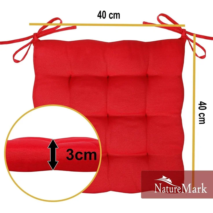 NatureMark Sitzkissen Sitzkissen 40 X 40 CM, Universal Sitzpolster Kissen, schadstoffgeprüft, Rot – Bild 2
