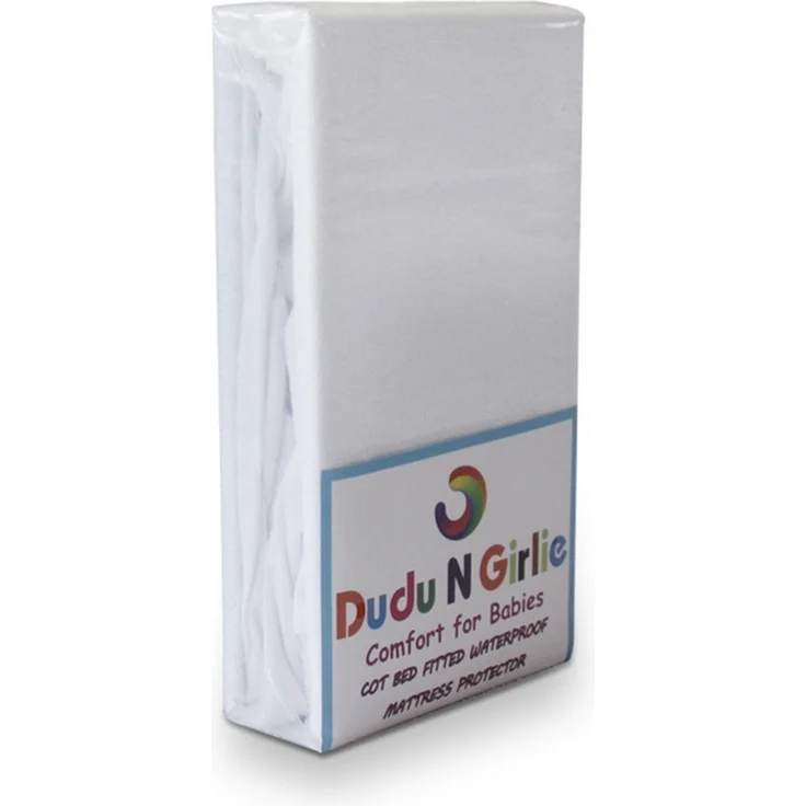 Dudu N Girlie Reisebett Wasserdichter Matratzenschoner - Kleinkind Bett Matratzenschoner - Baumwolle Spannbetttuch für Reise Kinderbett Matratzenauflage - Weiß, 65 x 95 x 10 cm