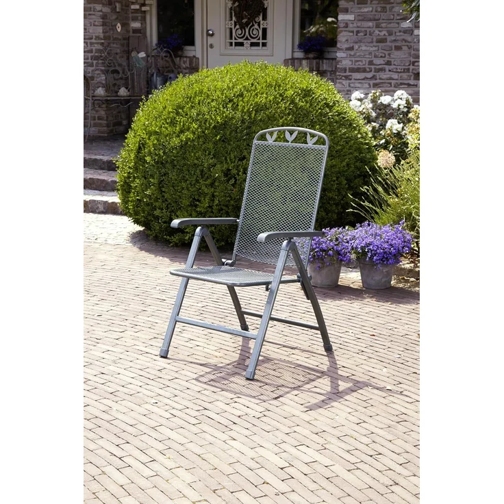 greemotion Klappstuhl Toulouse klappbar wetterfest verstellbar Gartenstuhl Balkonstuhl 58x108x64 cm eisengrau – Bild 2