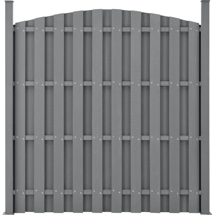 WPC Gartenzaun mit Rundbogen 185x376 cm Grau [neu. holz] – Bild 5