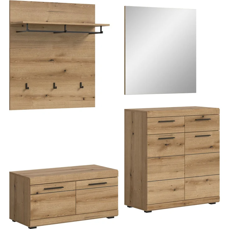 Garderobenkombination (B/H/T: 195x197x40 cm) in Evoke Oak Nachbildung – Bild 1
