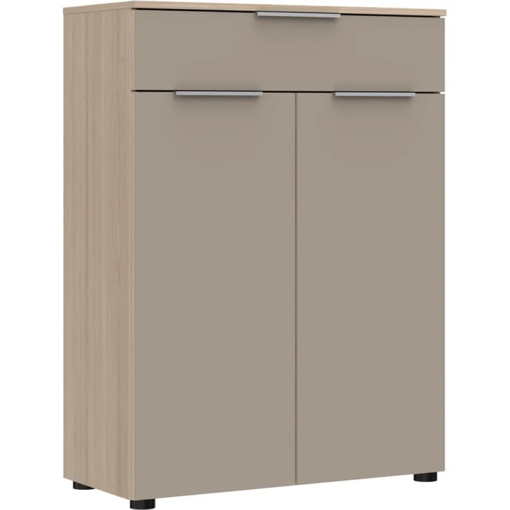 SANTORIN Aktenschrank in Cashmere, Riva Eiche Optik FSC-Zertifiziert - Moderner Büroschrank mit 2 Türen und Schubkasten - 80 x 110 x 38 cm (B/H/T)