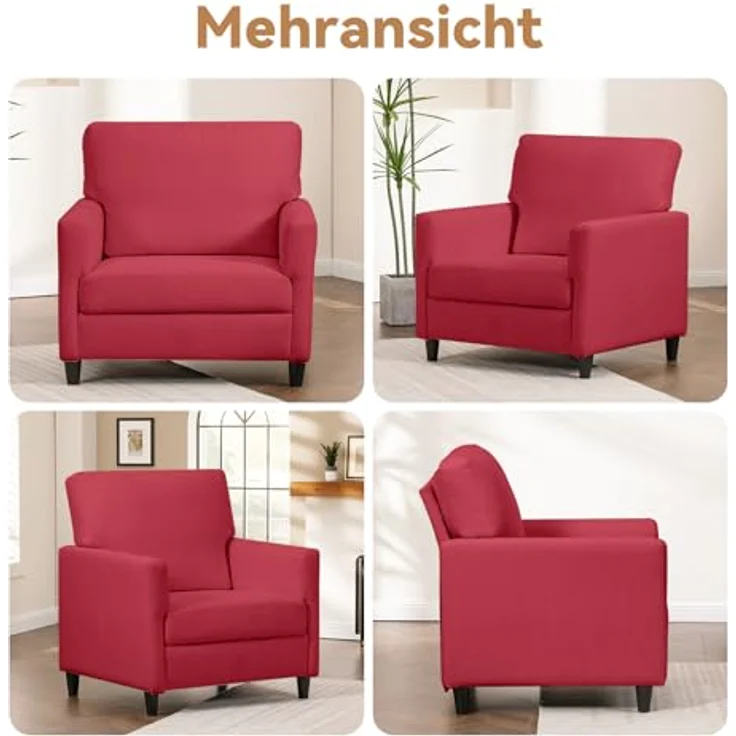 COMHOMA Relaxsessel Fernsehsessel TV-Sessel Loungesessel Wohnzimmer Einzelsofa, mit Weicher Memory-Schaum Leinenbezug – Bild 5