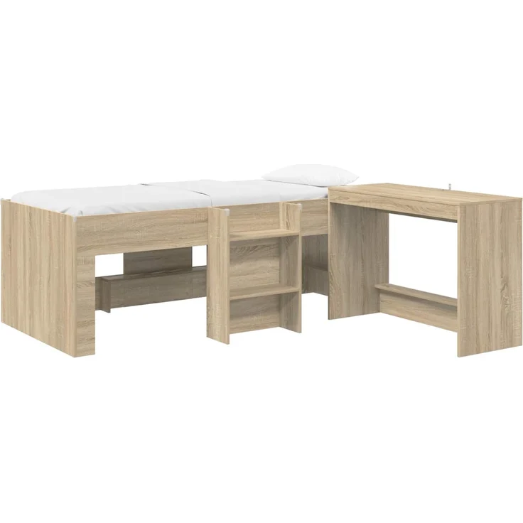 vidaXL Hochbett mit Schreibtisch für Kinder 2 Stk. Sonoma-Eiche 3423472 – Bild 2