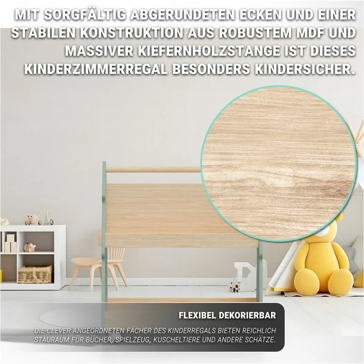 HAGO Kinderregal Kinder Bücherregal Tanne Baum Grün Beige Kinderregal Holzregal Bücherr – Bild 2