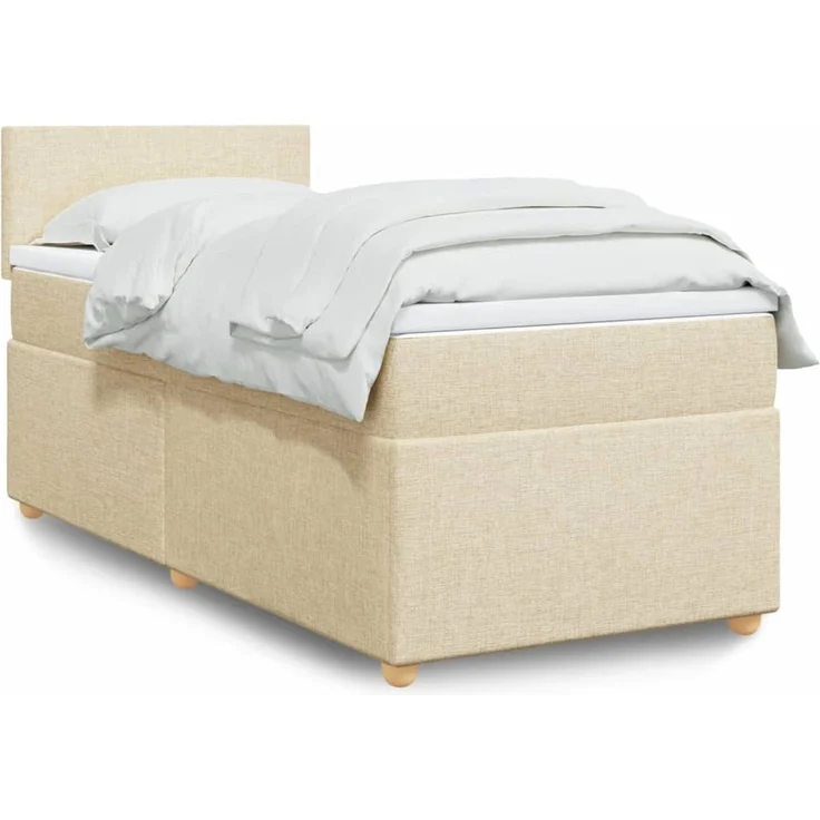 vidaXL Boxspringbett mit Matratze Creme 90x190 cm Stoff 3288833 – Bild 1