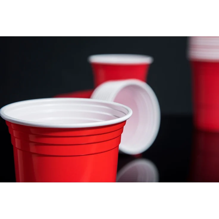 TRESKO Partybecher, 100 Stück, 12 Bälle, Polypropylen rot, 473 ml – Bild 3