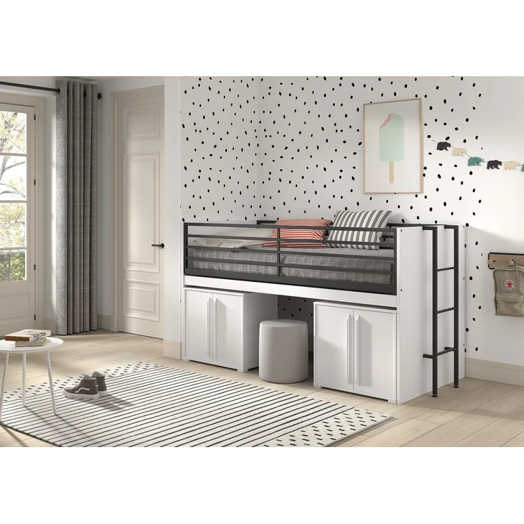 Halbhohes Bett mit Schreibtisch Kommoden Sam 98 x 219 x 116.6 cm – Bild 1