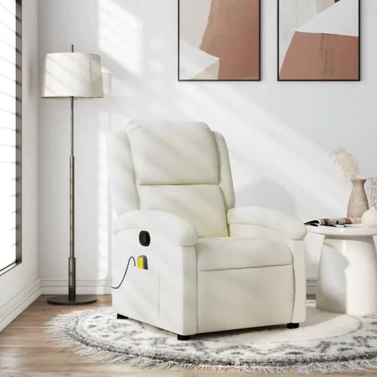 vidaXL Massagesessel Creme Samt 371817