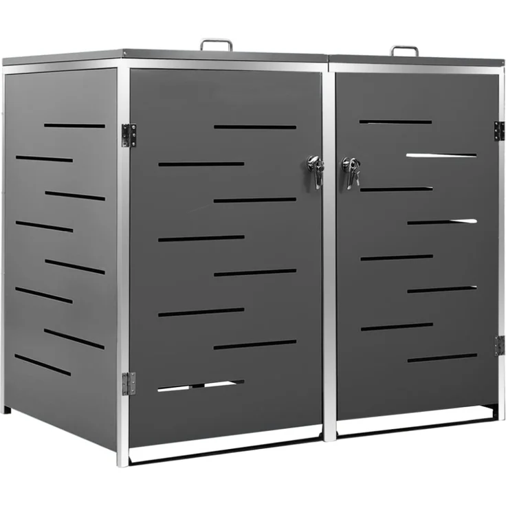 vidaXL Mülltonnenbox für 2 Tonnen 138x77,5x112,5 cm Edelstahl 149555 – Bild 6