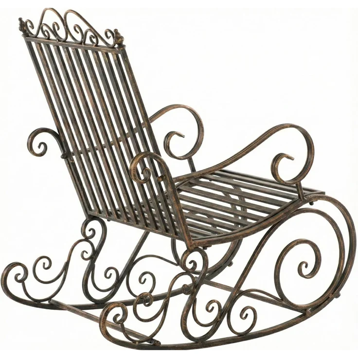 Schaukelstuhl ANNA Antik Outdoor - 56x90x94cm, Metall, Bronze | Gartenstuhl Liegestuhl Relaxstuhl Garten Terrasse – Bild 6