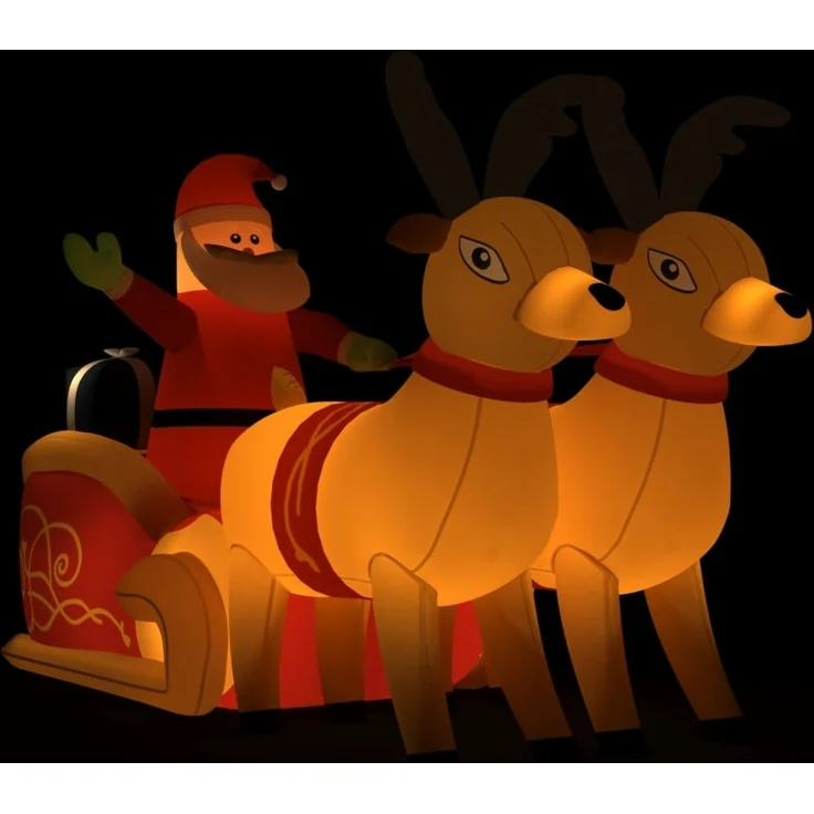 vidaXL Aufblasbarer Weihnachtsmann mit Rentieren LED 130 cm 345330 – Bild 1