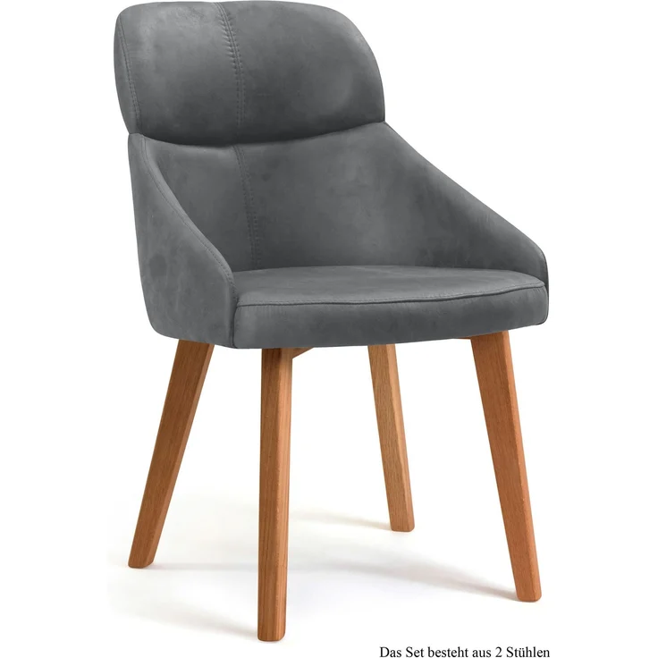 Esszimmerstuhl (2er-Set) Dasya 52x82x63 Eiche geölt/Grau
