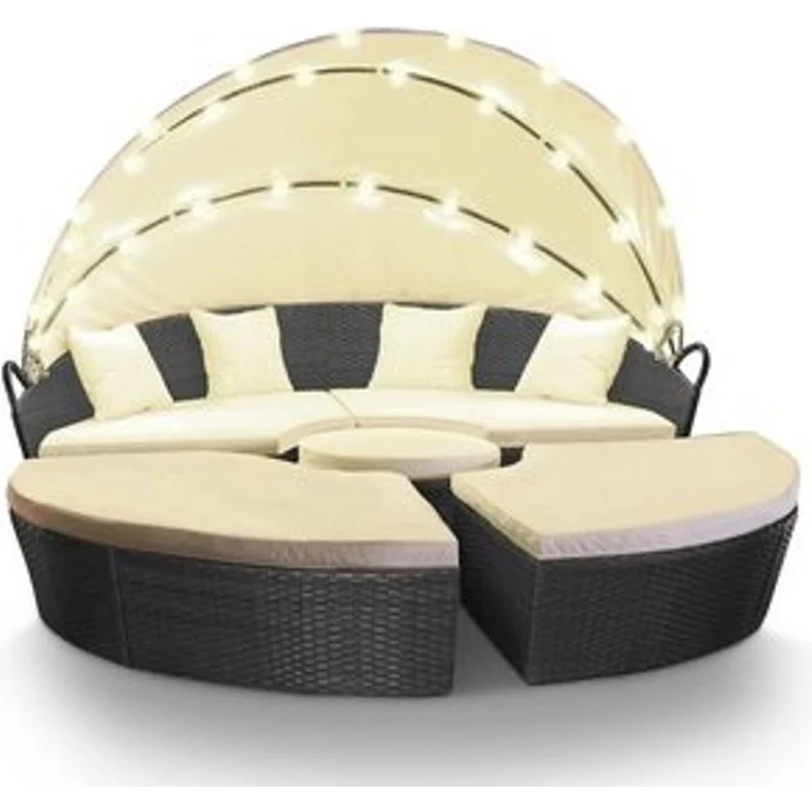 Swing&Harmonie Gartenlounge-Set LED - Sonneninsel Rattan Lounge Polyrattan, (Sitzgruppe, Liege Insel inkl. Abdeckcover) – Bild 6