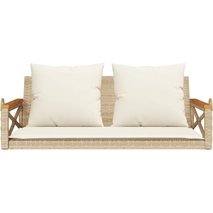 vidaXL Hängebank mit Kissen Beige 109x62x40 cm Poly Rattan 368157 – Bild 4