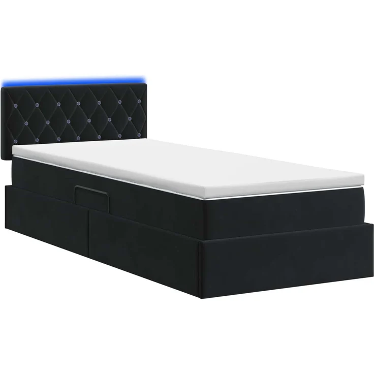 vidaXL LED-Speicherbett mit Matratze Schwarz 90 x 200 cm Samt 3459164 – Bild 9