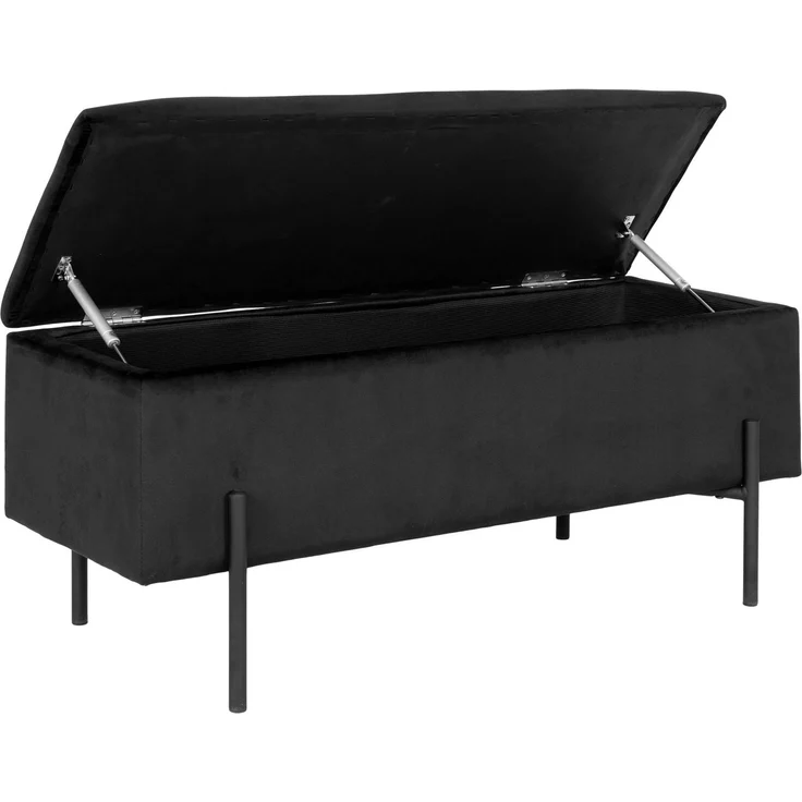 House Nordic Bank mit Stauraum, Samt, schwarz, 95x36,5x43 cm, HN1207 – Bild 3