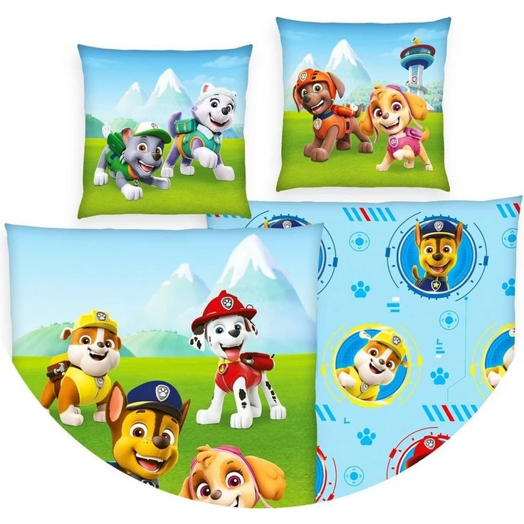 Herding Kinderbettwäsche 135x200cm Paw Patrol Hunde One Team Patrouille, Renforcé, 2 teilig, Everest und Skye Superhelden in den Bergen, mit Knopfleiste – Bild 3