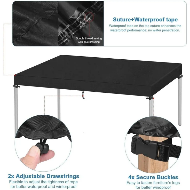 Abdeckhaube Tisch Wasserdicht Winterfest Rechteckig-120x70x15cm – Bild 3