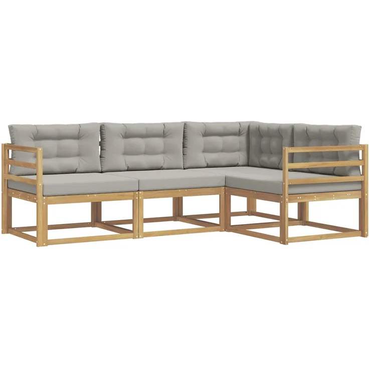 vidaXL Outdoor-Sofagarnitur 4 stk. Weiß und Hellgrau 3386360 – Bild 2