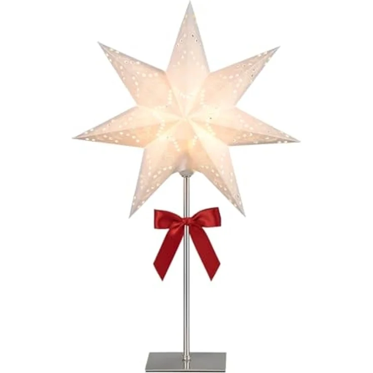 Star Sensy Tischlampe, 3D Papierstern, Weiß, Metallfuß, H: 55 – Bild 2