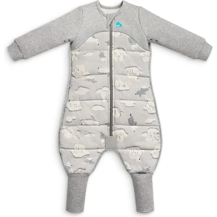 Love To Dream Schlafanzug, extra warm, 3–4 Jahre, grau, 3,5 Tog für Kälte (unter 16 °C), Lange Ärmel, integrierte Steppdecke, maschinenwaschbares Baumwollvlies, für Bewegung mit Anti-Rutsch-Pads – Bild 1