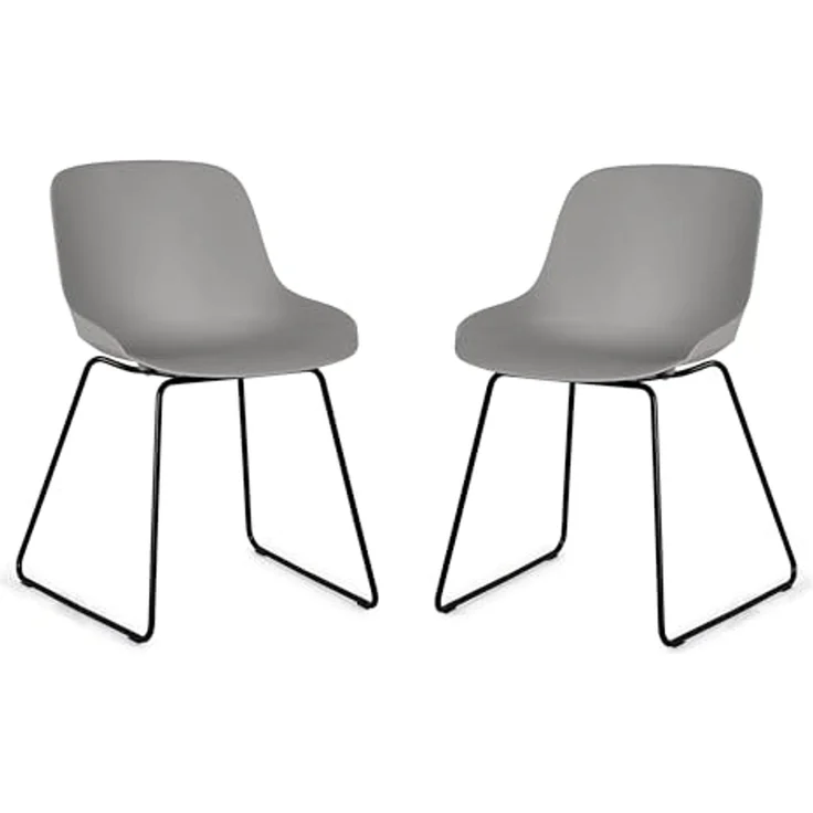 Julian Bowen 2er-Set Rocco-Stühle, Hellgrau, Polypropylen, 80 x 49 x 51,5 cm – Bild 3