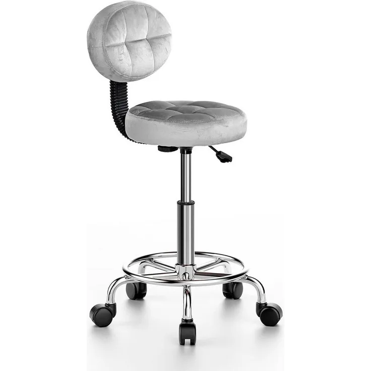 BIGZZIA Drehhocker Rollhocker mit Rückenlehne - Bürohocker Höhenverstellbarer, 360° Drehhocker mit Rollen, Kosmetikhocker, Bürostuhl