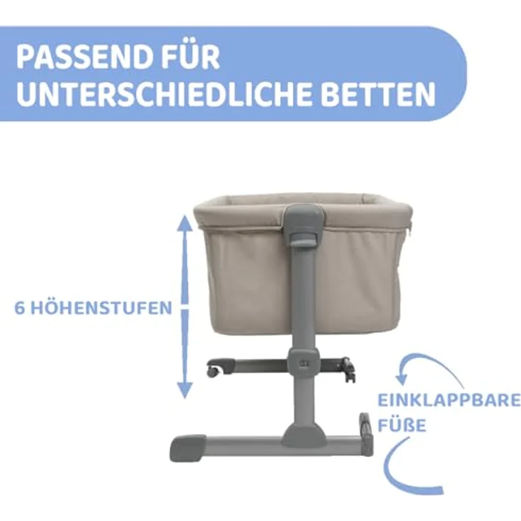Chicco Next2Me Essential Babybett zum Anstellen, Co-Sleeping-Bett, kompatibel mit verschiedenen Betten, höhenverstellbar, gute Luftzirkulation, Matratze und Tasche inklusive, 0-6 Monate, Braun – Bild 4